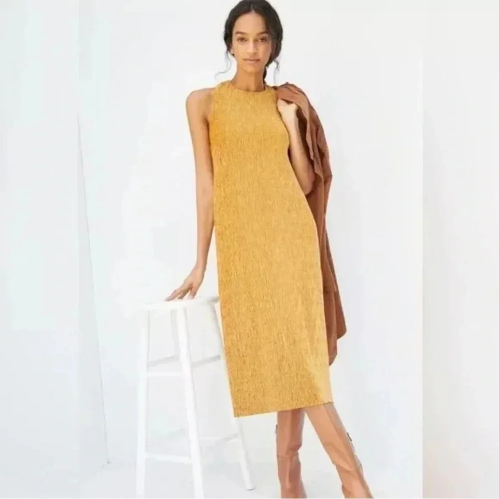 MAEVE by Anthropologie Women’s L Gold Adrienne Twist Back Velvet Dress - NWT!!
